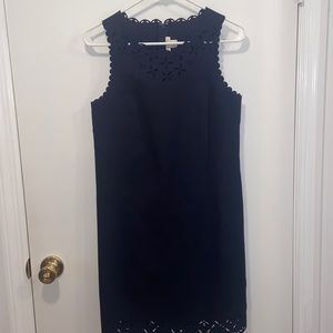 Navy J. Crew dress with eyelet detail